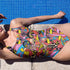 Magic Mushrooms and Frogs One-Piece Swimsuit in red